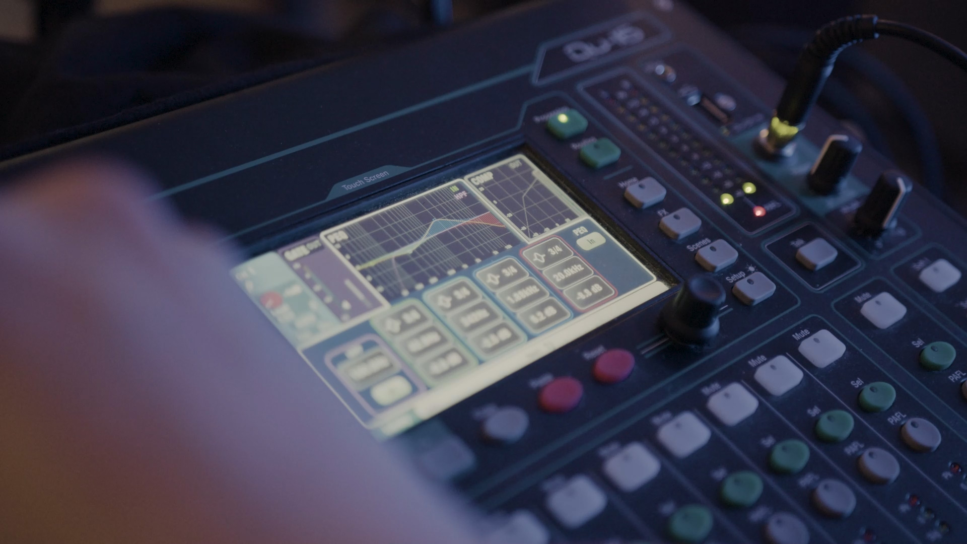 A closeup shot of equipment during a livestreaming production